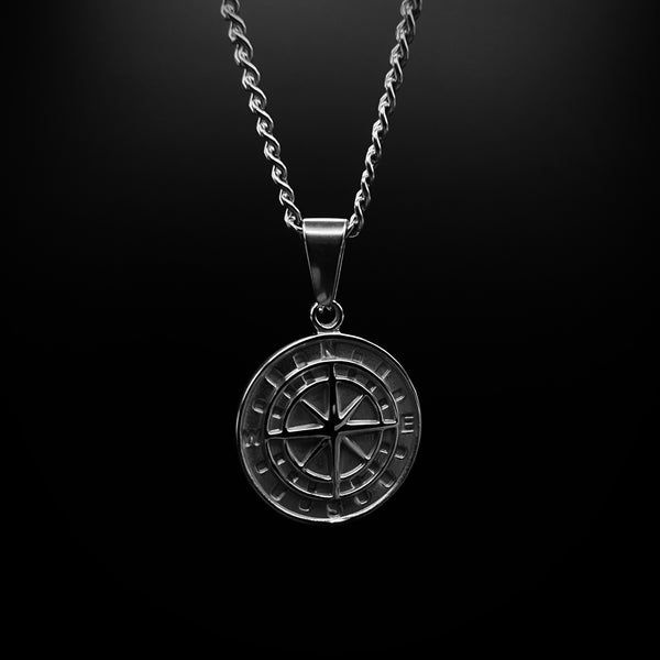 Pendentif Compasse Poli Argenté