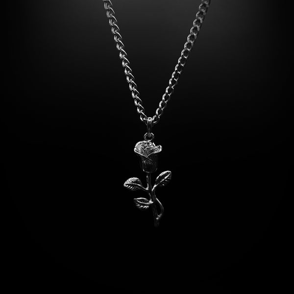Pendentif Rose Poli Argenté
