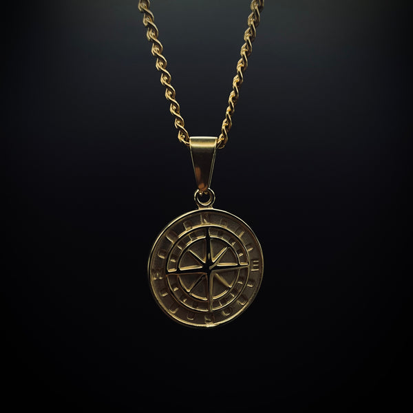 Pendentif Compasse Poli Doré